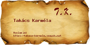 Takács Karméla névjegykártya